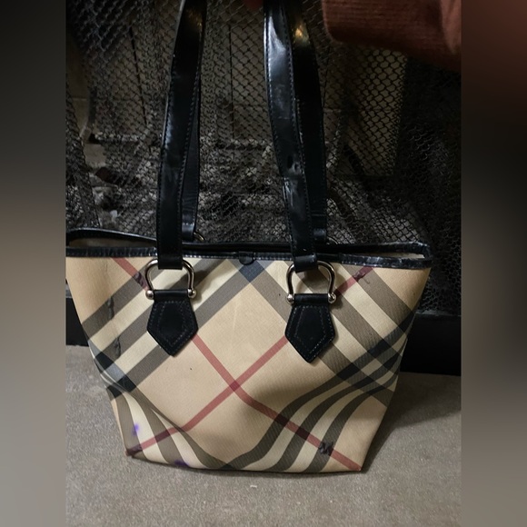 Burberry authentic leather plaid tote - Picture 1 of 13